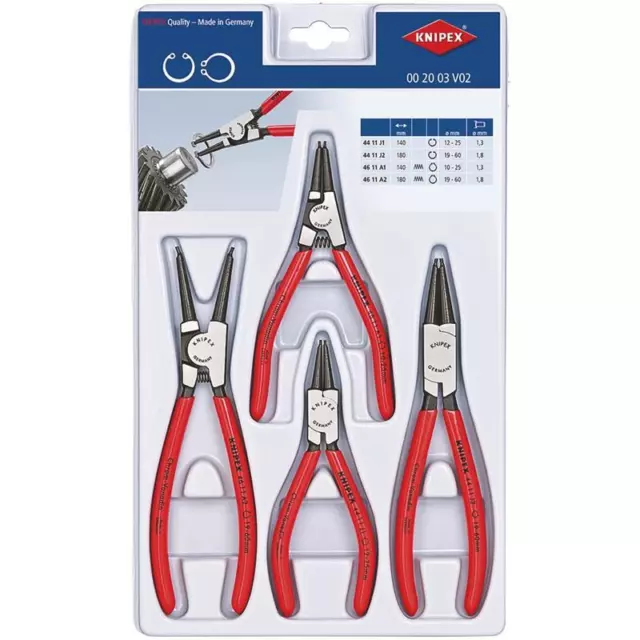 KNIPEX Sicherungsringzangenset, 4-teilig 4411J1/J2 4611A1/A2