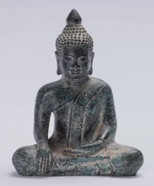 Antique Khmer Style Bronze Enlightenment Angkor Wat Buddha Statue - 14cm/6"