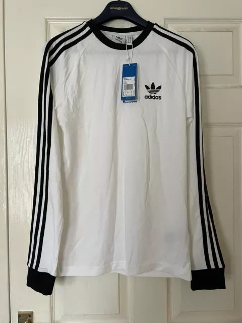 Adidas Original’s Long Sleeve T-shirt Size Mens XS Trefoil White/Black Oasis