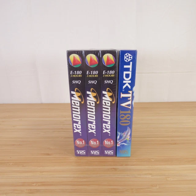 4 X BLANK VHS Video Tapes NEW SEALED Memorex E180 TDK TV180 2563 £12