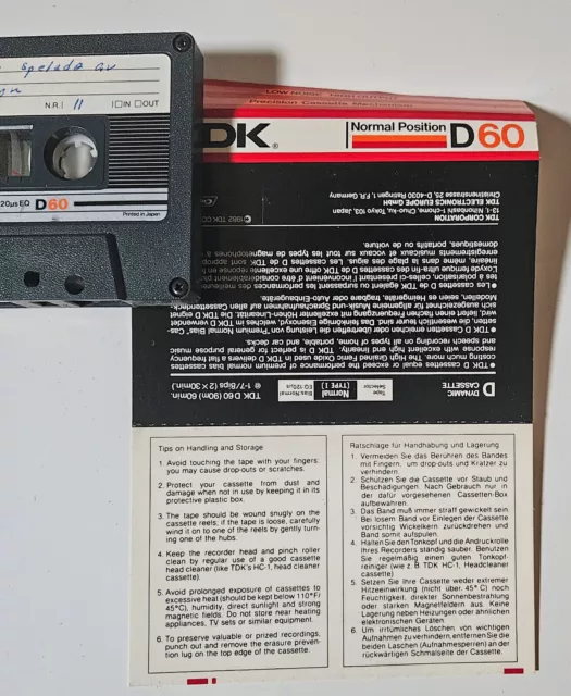 Tdk D 60 Cinta De Cassette Tarjeta De Limpieza Usado