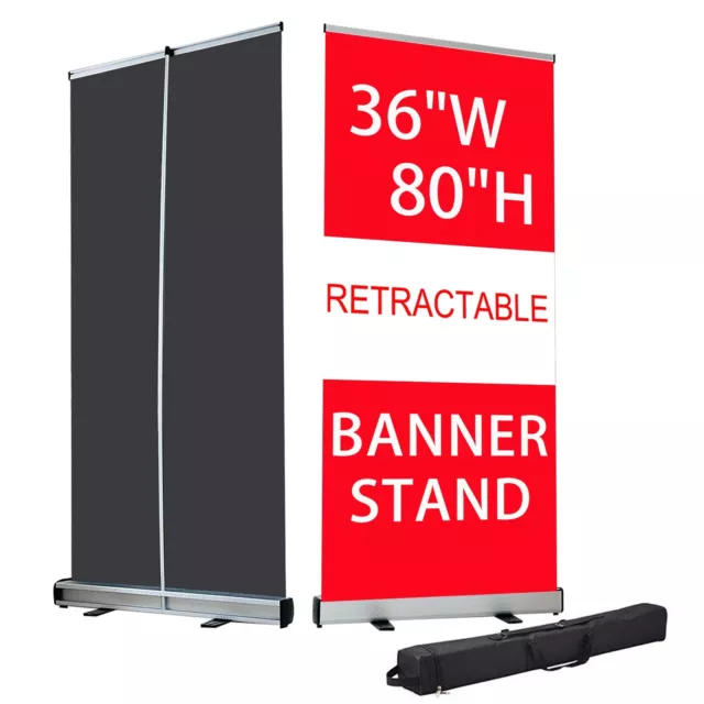 Heavy-Duty Retractable Roll Up Banner Stand 36"x80"  (Stand ONLY)