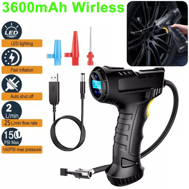 Car Air Tire Pump Inflator Compressor Digital Auto Portable USB Rechargeable