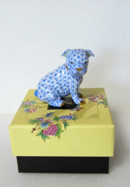 Herend Bulldog Puppy Blue Fishnet Figurine #Vhb-05712 Brand Nib Dog Save$$ F/Sh