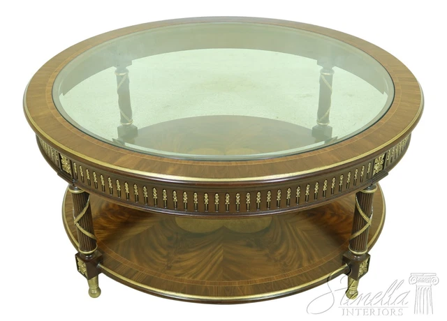 L25787EC: EJ VICTOR Round Large Inlaid Walnut Regency Coffee Table L25787EC: EJ VICTOR Round Large Inlaid Walnut Regency Coffee Table