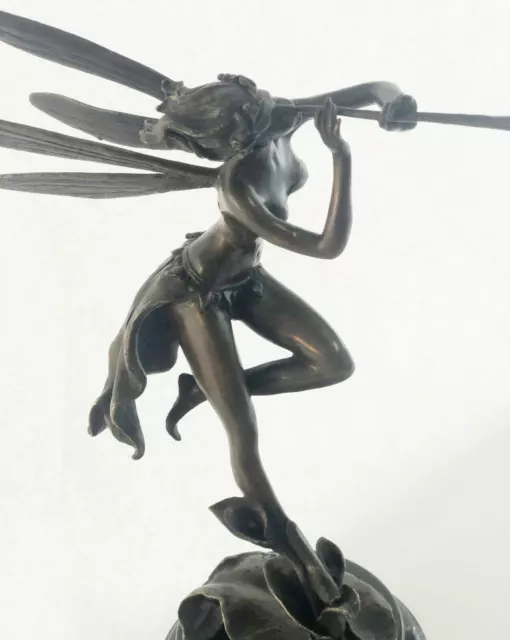 Fabulous "GOOD FAIRY` Bronze Cast Metal Art Deco Nouveau Statue/15" Tall Sale