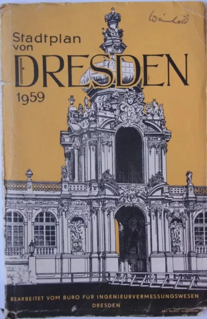 Stadtplan von DRESDEN 1959 - Original, mit Werbung auf der Rückseite