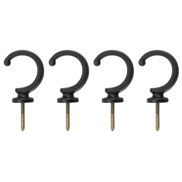 4Pcs Aluminum Alloy Wall Mounted Curtain Holdback Drapery Tieback Hooks, Black