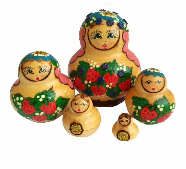 5 poupée russe matriochka 1970 bois peinte main russe ussr