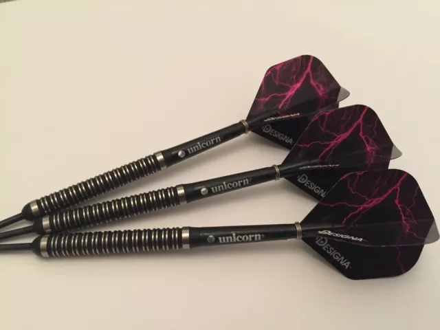 20g Pink Thunder 90% Tungsten Darts Set,Unicorn Gripper Stems,Lightning Flights