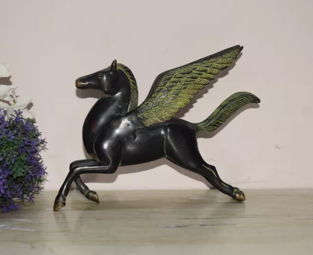 Brass Flying Angel Horse Statue 9'' Inches Pegasus Lucky Table Sculpture HK315