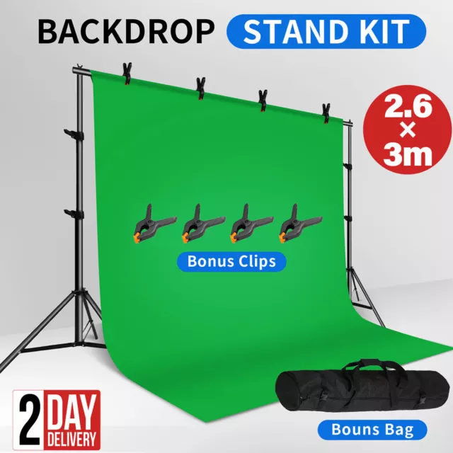 10FT Photography Backdrop Stand Kit Professional Background Studio Green Screen