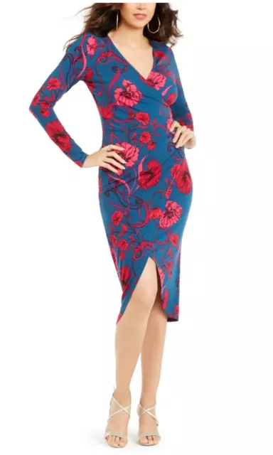 Thalia Sodi Floral-Print off the shoulder bodycon  Dress Medium