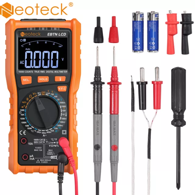 Neoteck Digital Multimeter Messgerät AC DC Voltmeter Stromspannung 9999 Zählt