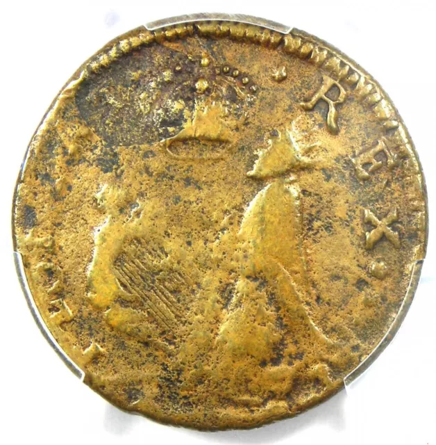 1670 New Jersey St Patrick Farthing Colonial Coin 1/4P - PCGS VF Detail