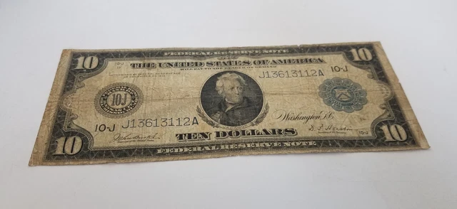 1914 $10 Federal Reserve Note | VG/Fine | 10-J Kansas City, Missouri | J13613112