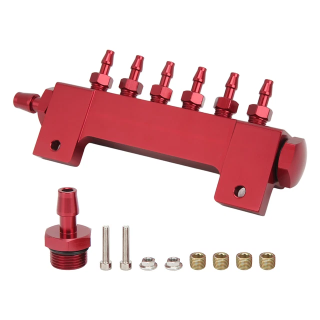 ♡Kit collettore aspirazione blocco vuoto rosso 6 porte connettore NPT 1/8 pollici 1/2 pollici ingresso NPT
