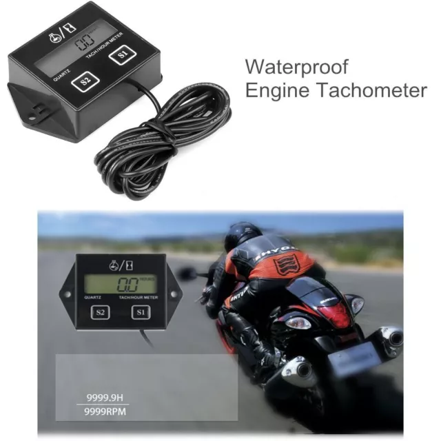 LCD Display Engine Tach Hour Meter Engine RPM Meter Digital Tachometer Gauge