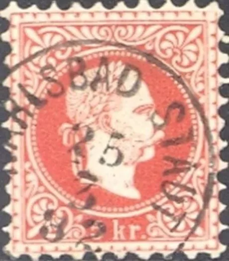 Ö-KuK - Stempel "Karlsbad Stadt" (Böhmen) 8-Punkte auf ANK-37 (921)