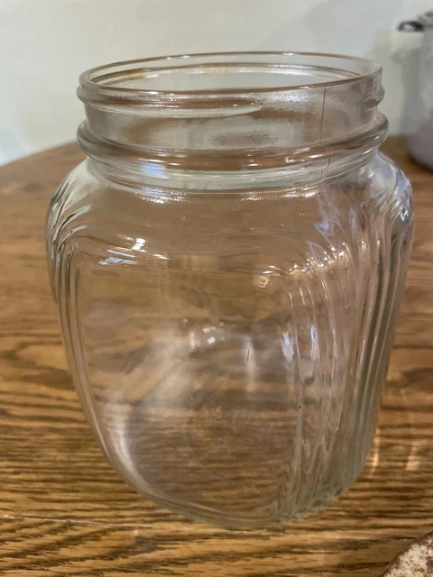 Vintage HAZEL ATLAS Ribbed Corners Clear Glass Hoosier Cabinet Jar w/Rusty Lid 4