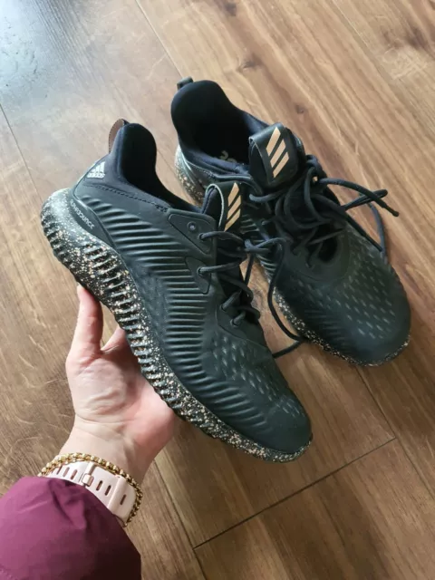 Adidas Alpha Bounce Continental Black Trainers Size Uk 7