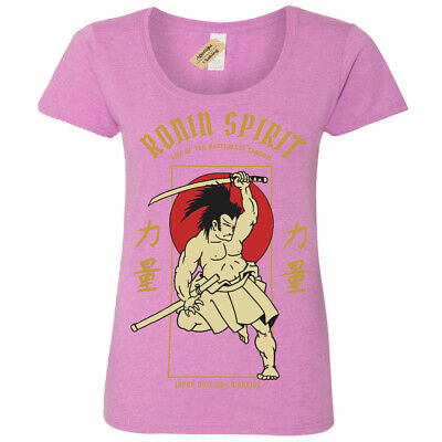 Antico Eroe T-shirt Samurai Ronin Spirito Giapponese Donna Scoop