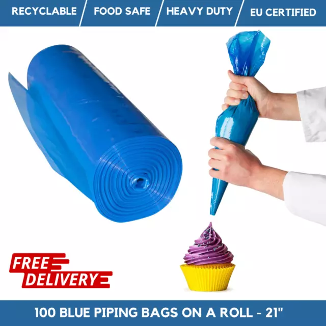 Blue Disposable Piping Bags - 21" Large | Mash, Savoy, Cupcake Decorating, Icing