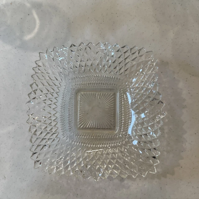 Antique American Brilliant Period Cut Glass Sm Low Bowl Hobstar Zipper Sawtooth