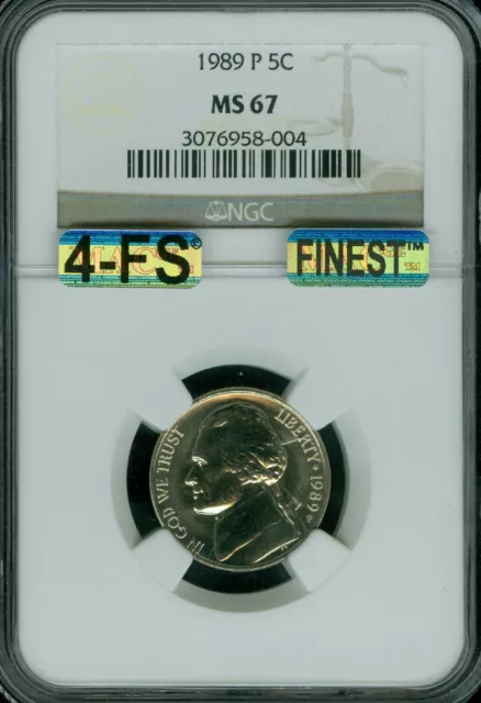 1989 P Jefferson Nickel Ngc Ms67 Mac 4Fs Finest Registry Mac Spotless  *