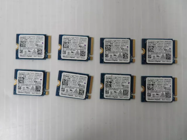 Lot of 8 Western Digital WD SN530 256GB NVMe M.2 SSD 2230 WR90F