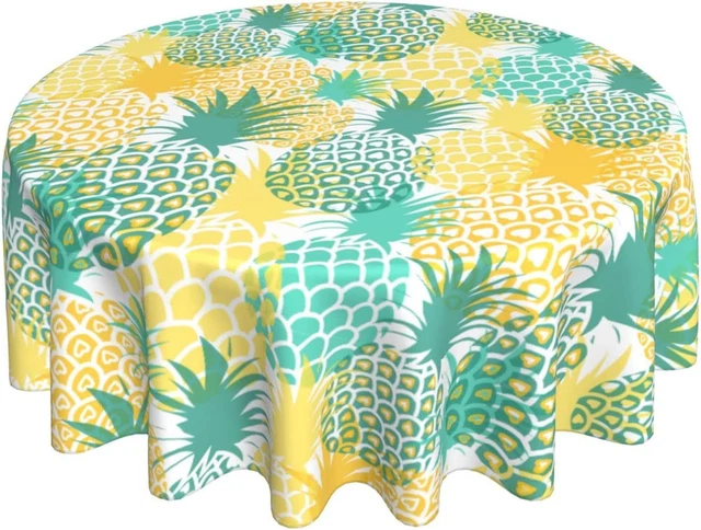 Granbey Summer round Tablecloth 60 Inch Pineapple Tropical Fruit Table Clothes R