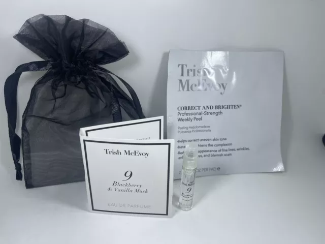 NIP Trish McEvoy Silver #9 EDP Spray & Correct & Brighten Peel Travel Set in Bag