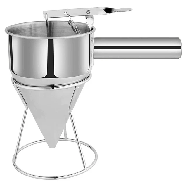 Stainless Steel Pancake Batter Dispenser, Funnel Dispenser with Stand Baking To