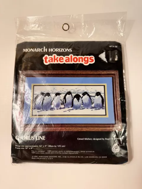 MONARCH HORIZONS takealongs Crewel Stitchery  12 X 5 Penguins New