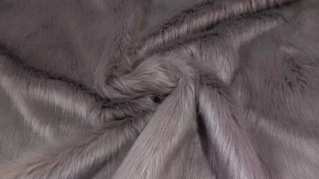 Super Luxury Faux Fur Fabric Material - LONG PILE DUSTY GREY