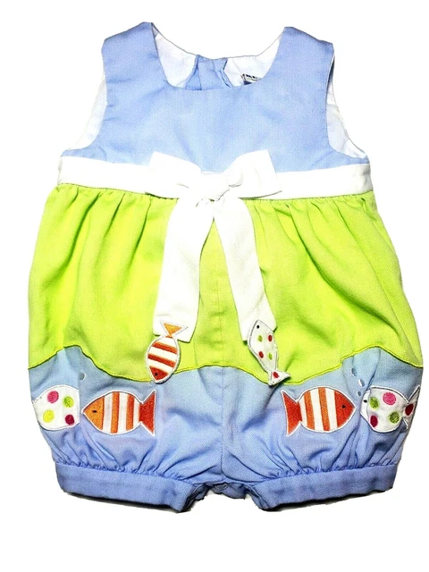 Fish Goldfish Infant Baby Girl Lace Fancy Bubble Romper Sleeveless Creeper 18M