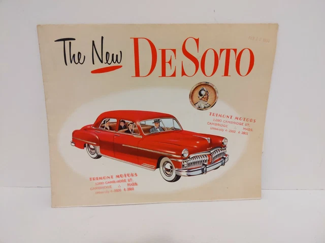 1950 De Soto "CUSTOM & DE LUXE" Car Dealer Showroom Sales Brochure w/Biz Card