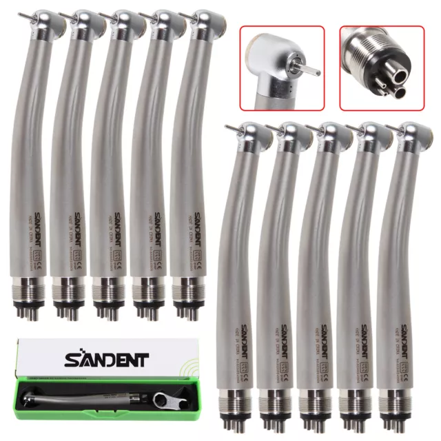 10 Dental Dentaire High Speed Turbine Handpiece Standard Push Button 4/2 Hole 3