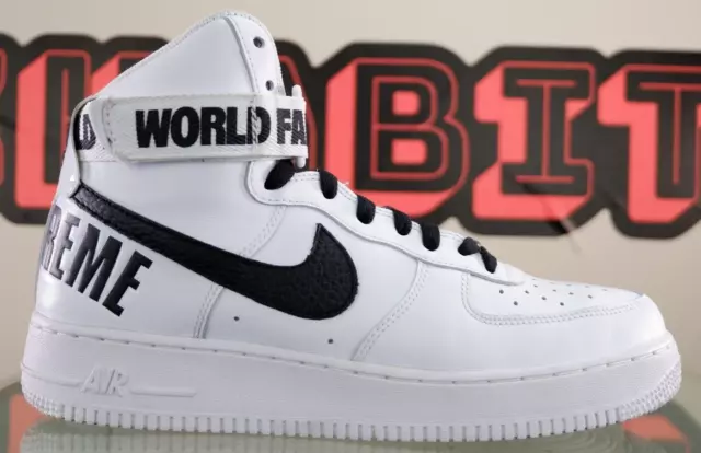 Nike Air Force 1 High Supreme World Famous White 2014 Size 9.5 Black 698696 100