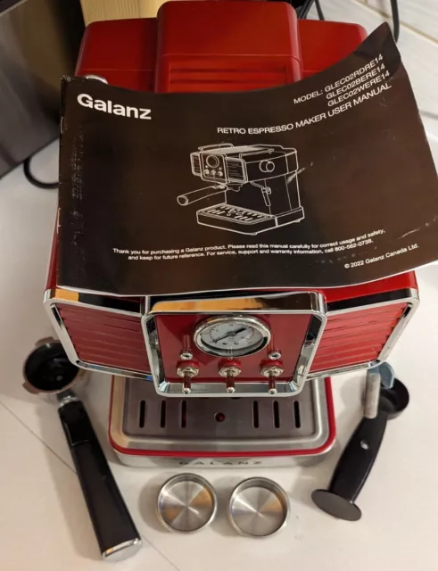 Galanz Espresso Machine W/ Retro Design 2-Cup Red