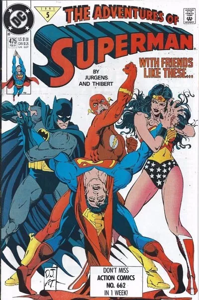 ADVENTURES OF SUPERMAN #474 F/VF, Direct DC Comics 1991 Stock Image