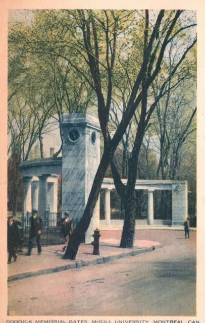 Vintage Postcard 1932 Roderick Memorial Gates McGill University Montreal Canada