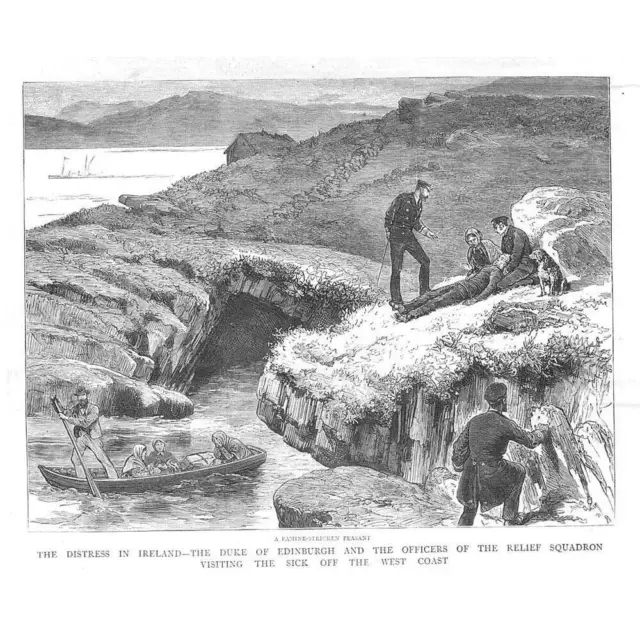 IRELAND A Famine Stricken Peasant - Antique Print 1880