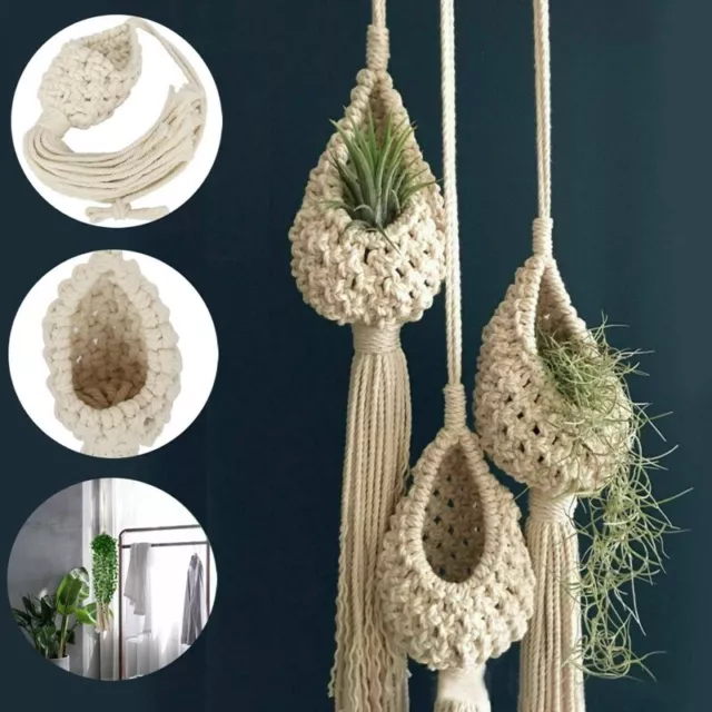 Colgador de Planta de Aire Boho Macrame Soporte de Cuerda para Cesta Colgan9741