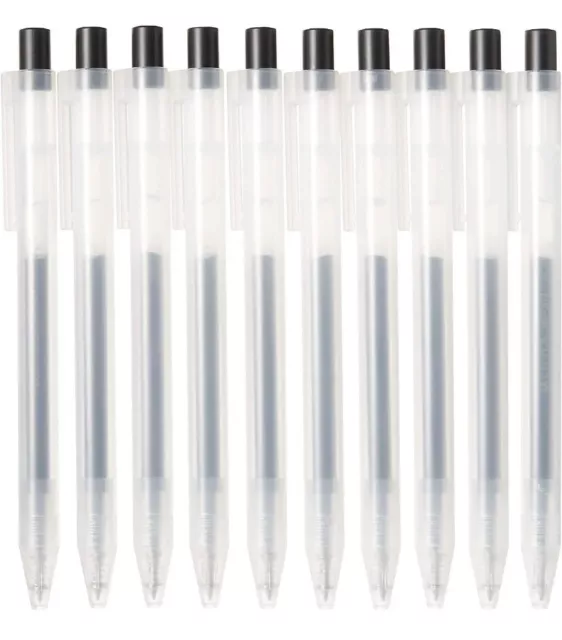 10 PCS - MUJI Gel Ink 5mm Ballpoint Pen Type 0.5 BLACK (M042)