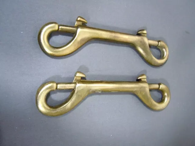 2PCS DOUBLE SNAP HOOKS - Polished Brass Hooks - Heavy Duty 4 1/2"