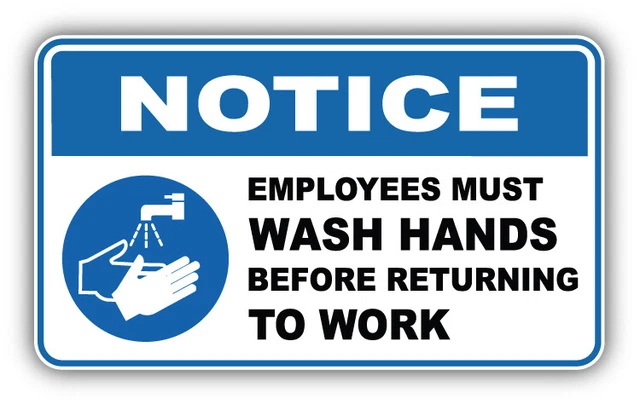 NOTICE EMPLOYEES MUST Wash Hands Mandatory Sign Car Bumper Sticker ...