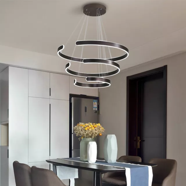 Modern Chandelier LED Pendant Lamp Ceiling Light Hanging Light 3 rings & Remote