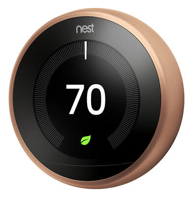 CERTIFIED:  Copper Nest Learning Thermostat 3rd Generation w/Base T3021US
