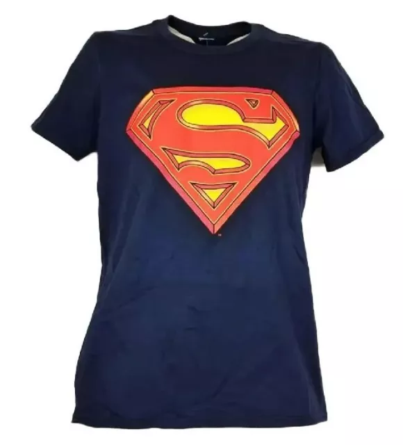 New DC Comics T-Shirt Superman Glow In The Dark Logo Navy Graphic Tee Men 2x